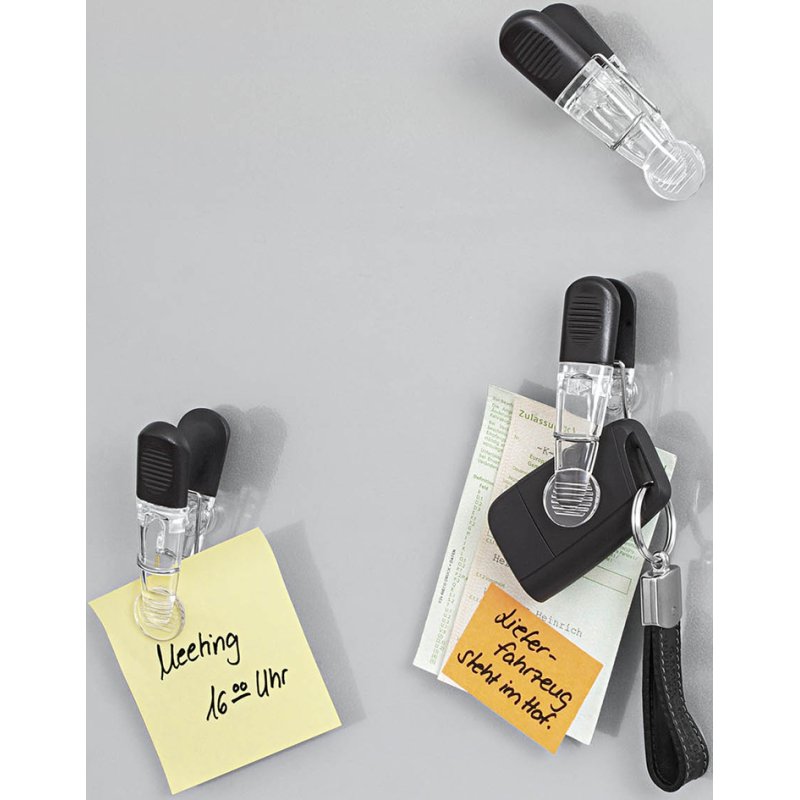 WEDO porte-notes magnétique GLOSSY, noir/transparent, lot de 4